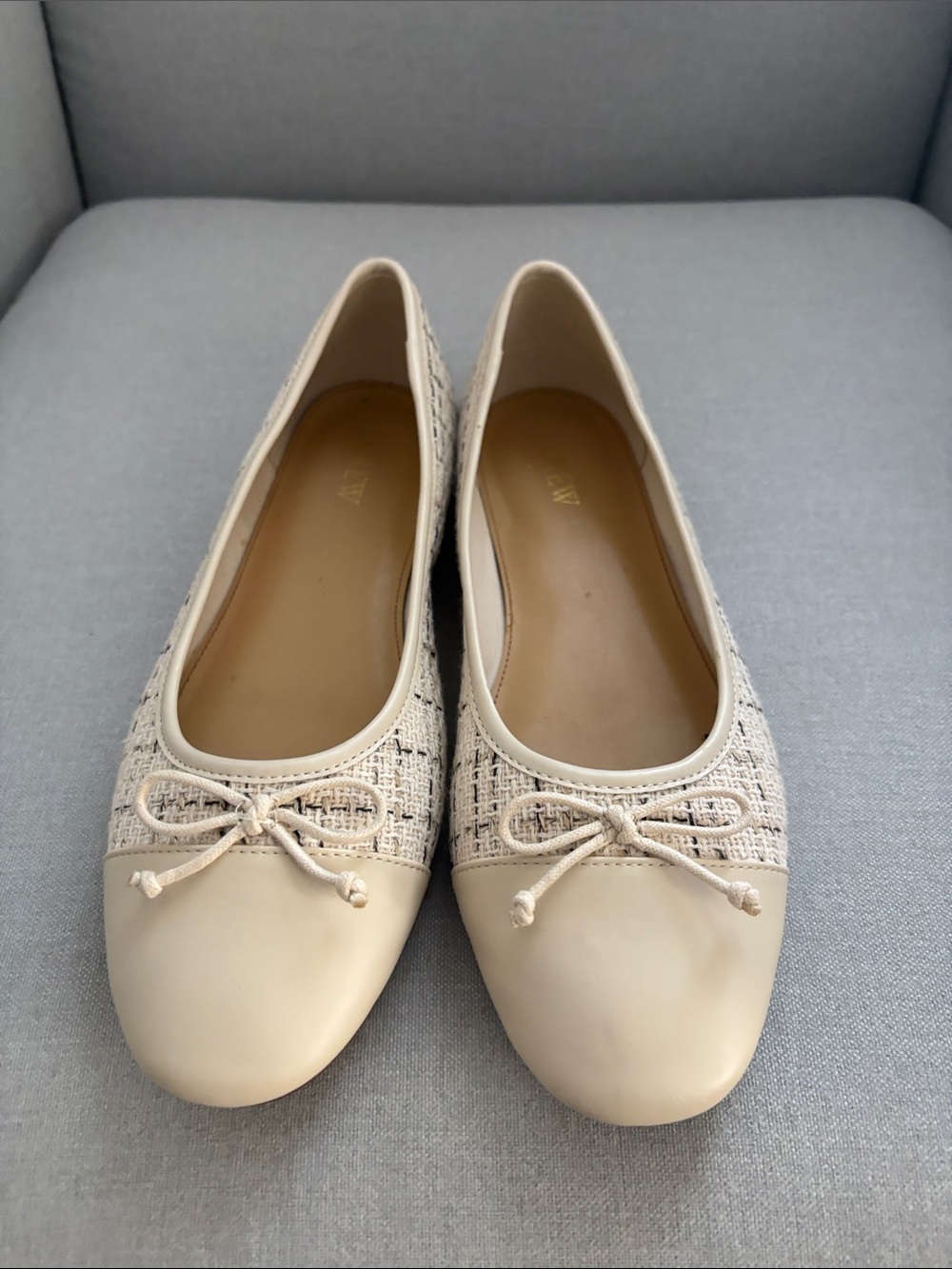 Jcrew Women's Cream Ballet Flats - Classic Bow Detail
